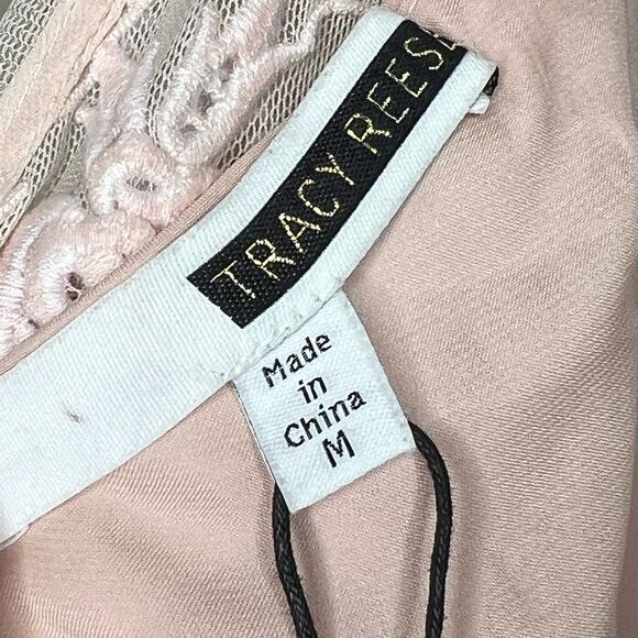 Tracy Reese Dusty Rose/ Light Pink Embroidered Dress Oatmeal lining Medium NWT - Picture 9 of 11